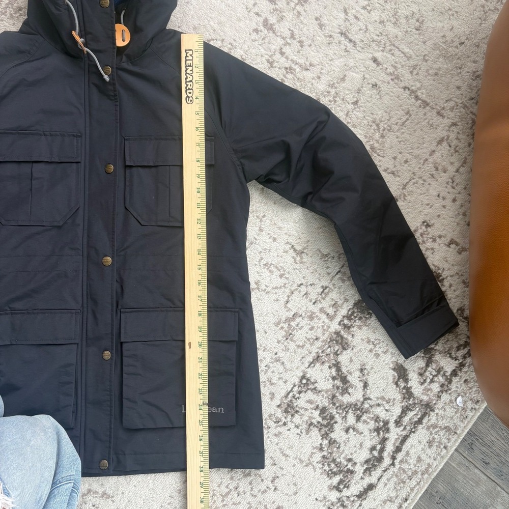 LL Bean Original Baxter State Parka 82 Midnight Black Blue Plaid Lining Sz small - Picture 2 of 6